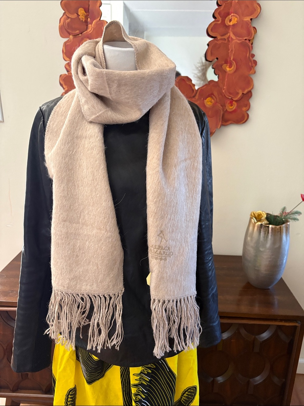 Soft Beige Fringe Scarf – Women's Accessory